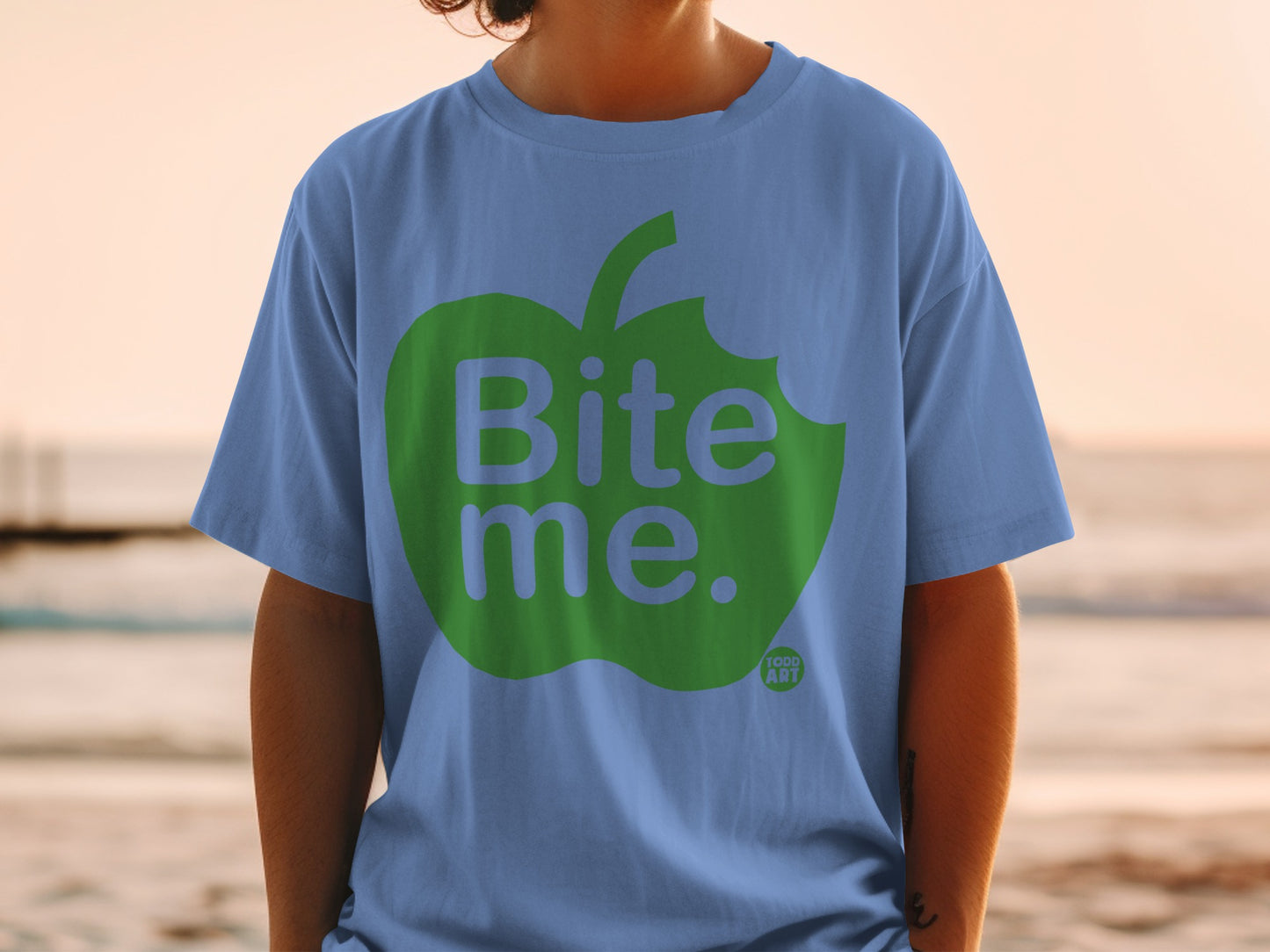 Blue Apple Graphic Bite Me Todd Art product type