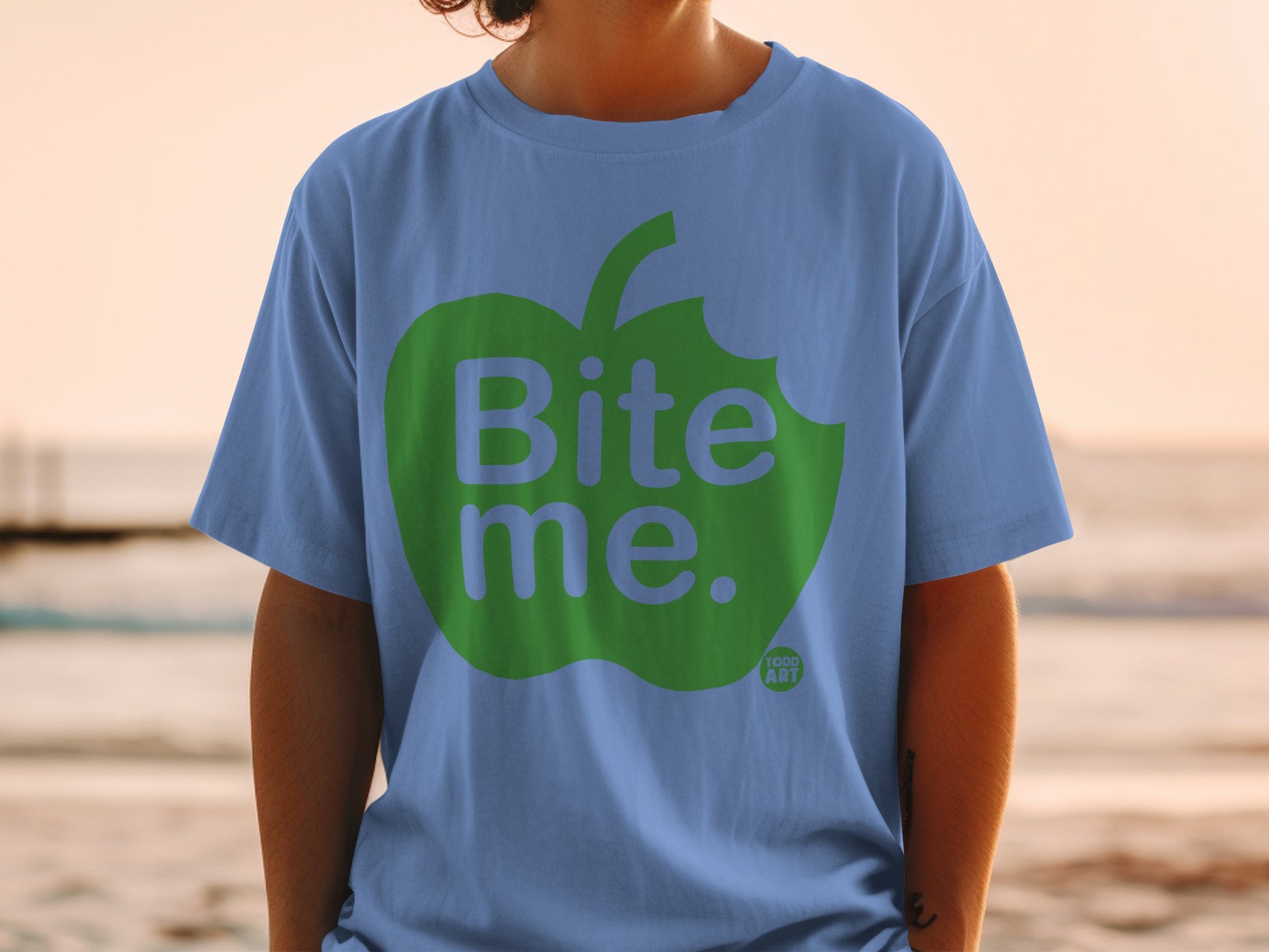 Blue Apple Graphic Bite Me Todd Art product type