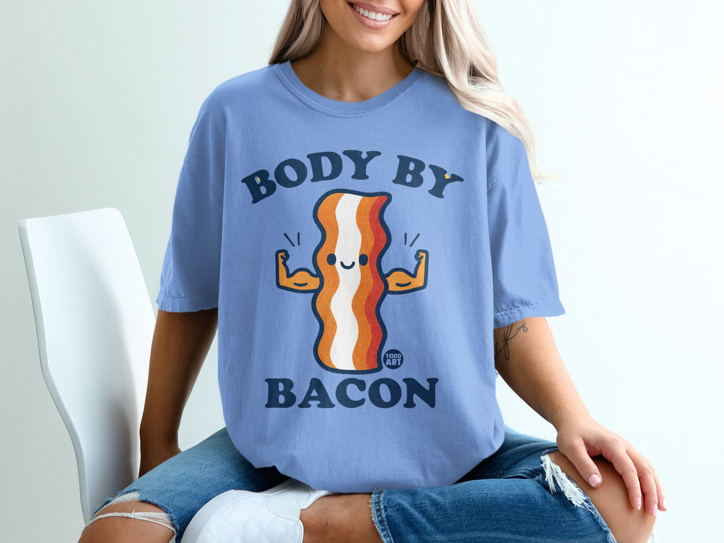 Body By Bacon Humorous Graphic T-shirt for Fun Outfits