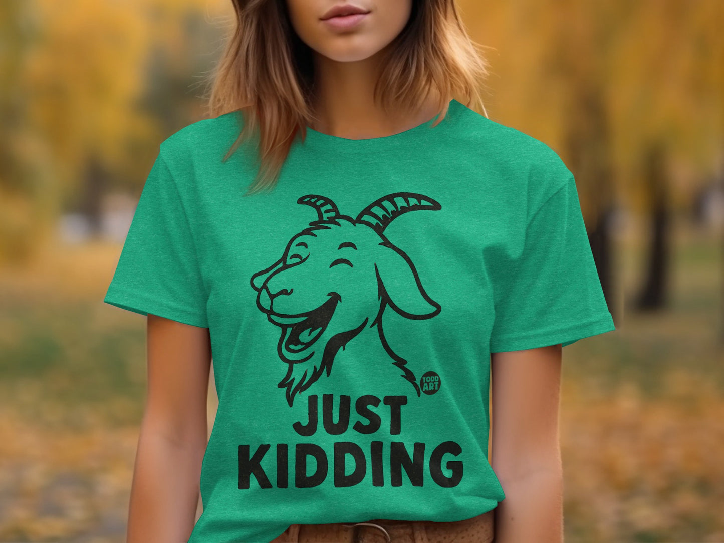 Just Kidding Goat Graphic Print Shirt