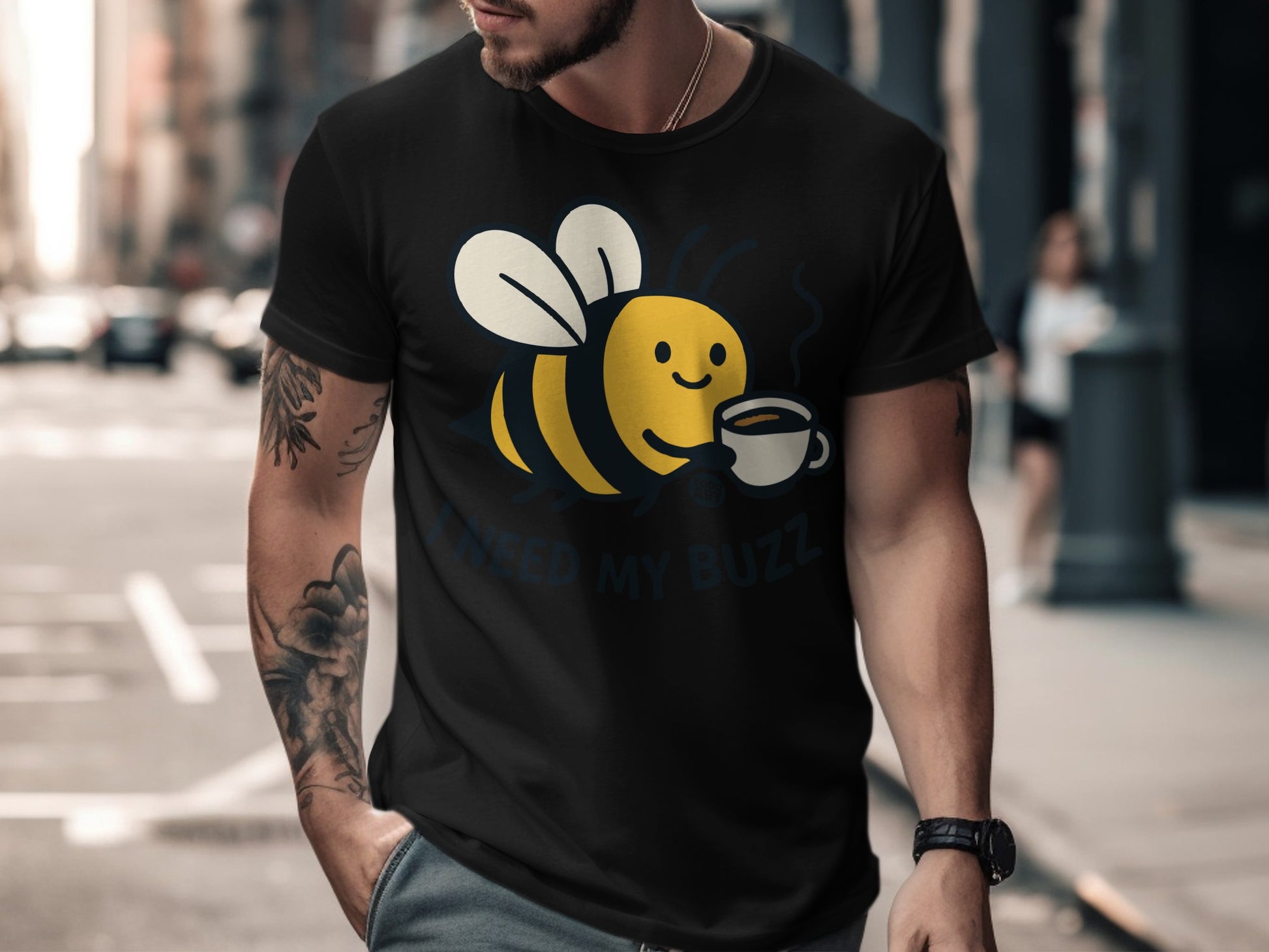 I Need My Buzz Bee Coffee Graphic T-shirt