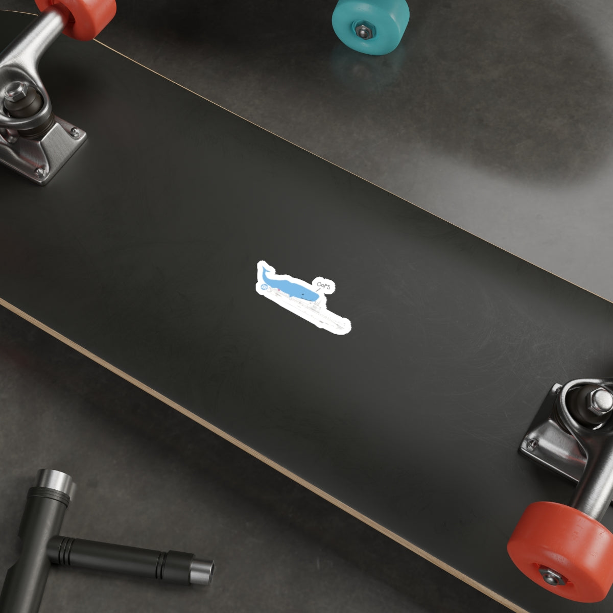 Black Skateboard with Sticker Design Deck