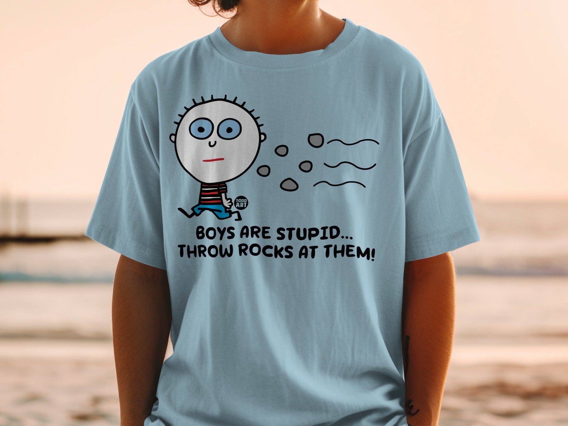 Boys Are Stupid Throw Rocks Graphic T-Shirt
