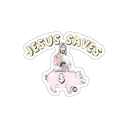 Jesus Saves Money Piggy Bank Funny Sticker