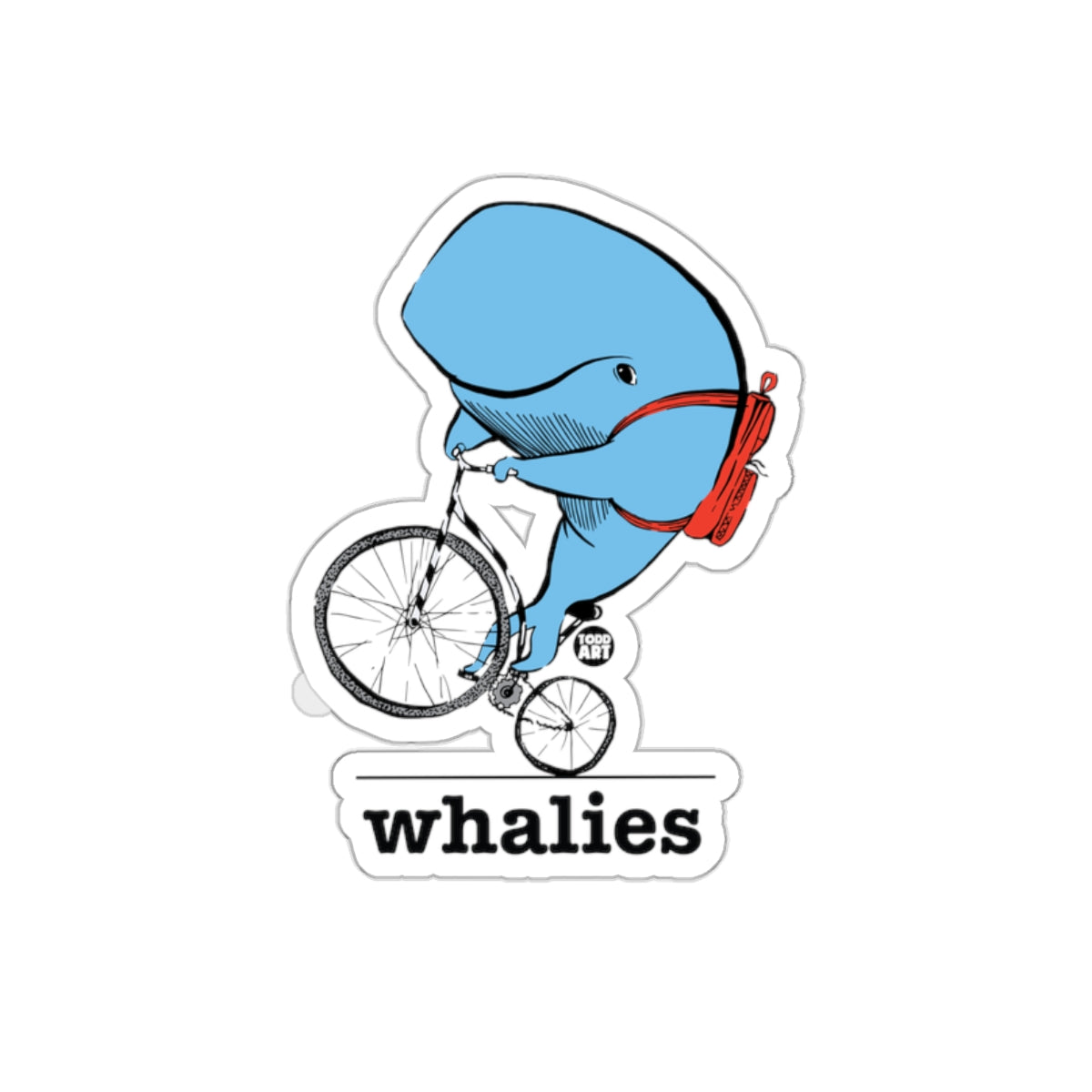 Whalies Whale Riding Bicycle Creative Sticker