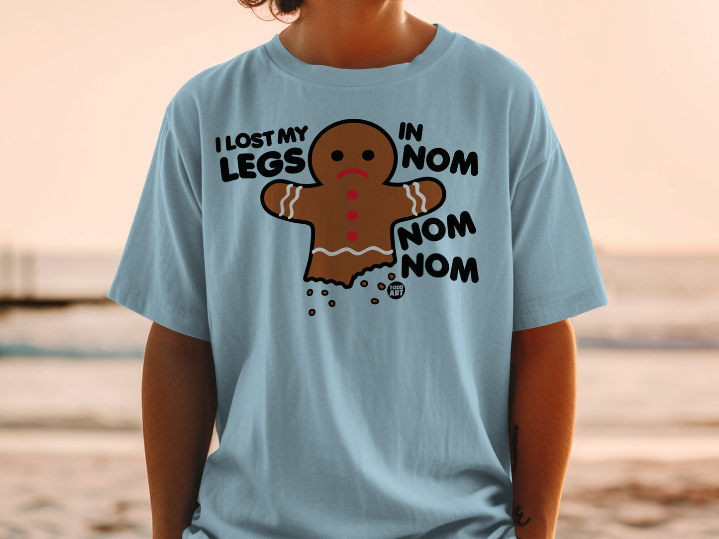 Funny Gingerbread Cookie Design Nom Nom T-shirt