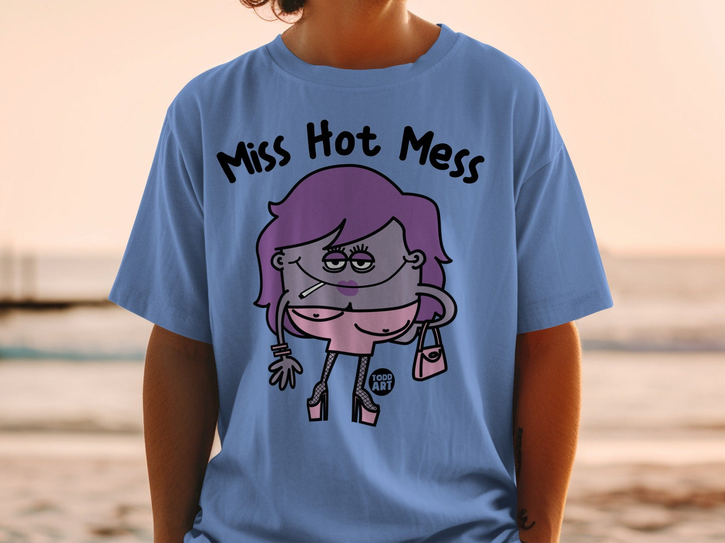 Miss Hot Mess Cartoon Character Printed T-shirt