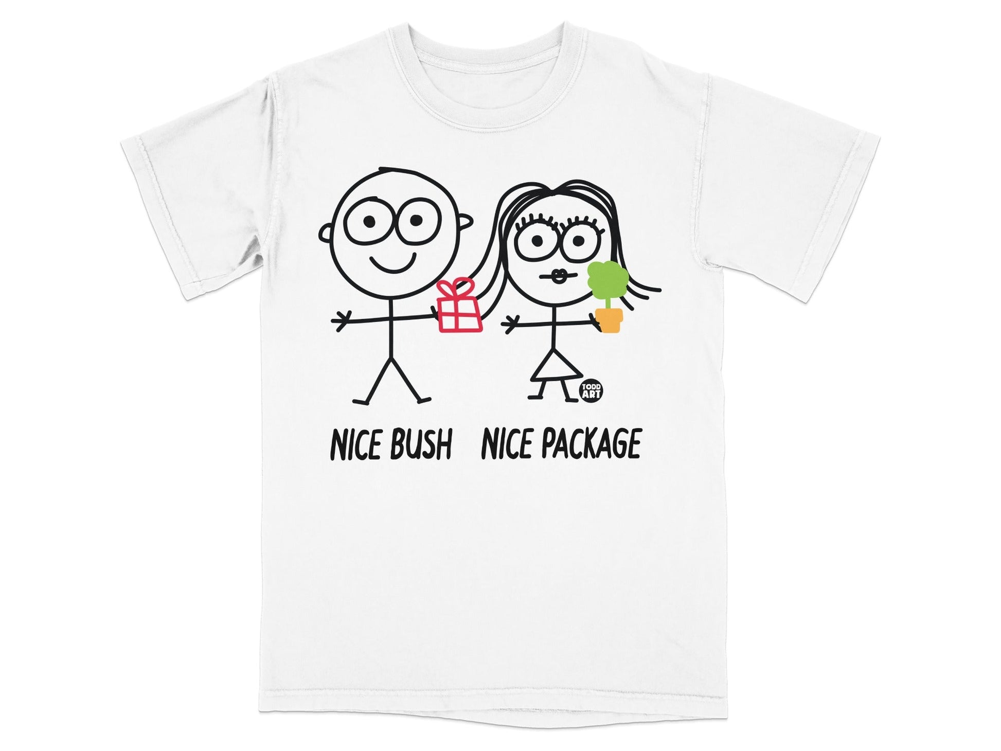 Funny Stick Figure Couple Nice Bush Package T-Shirt