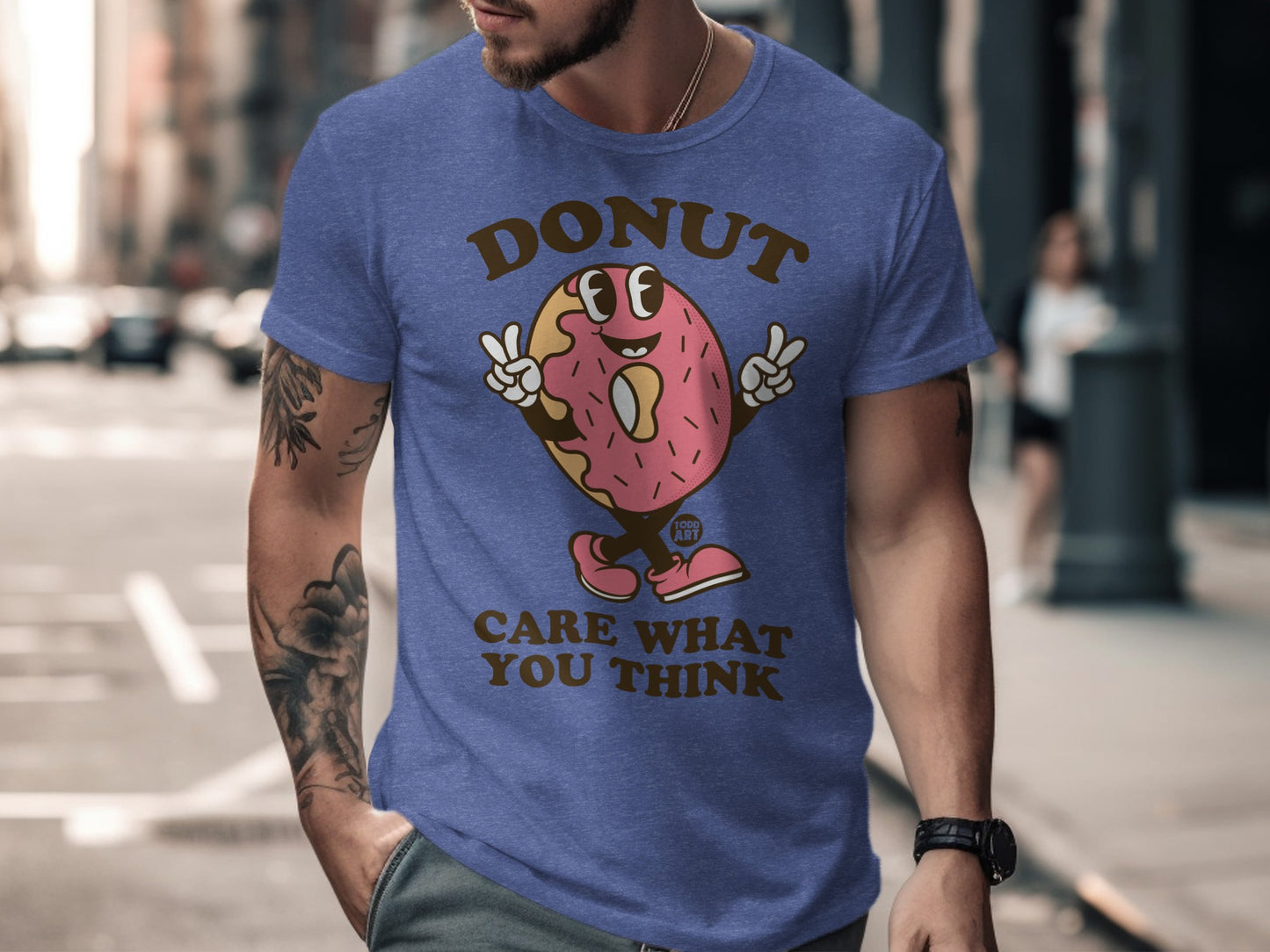 Donut Care What You Think Funny Graphic Tee Shirt