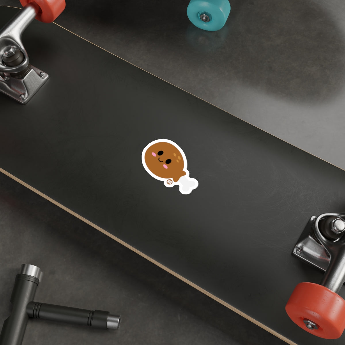 Funny Cartoon Drumstick Design Skateboard Sticker