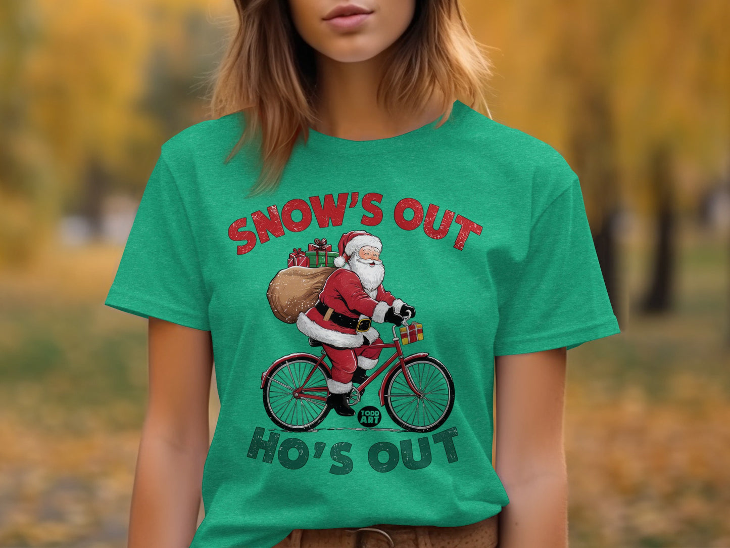 Snow's Out Ho's Out Santa Riding Bicycle Shirt