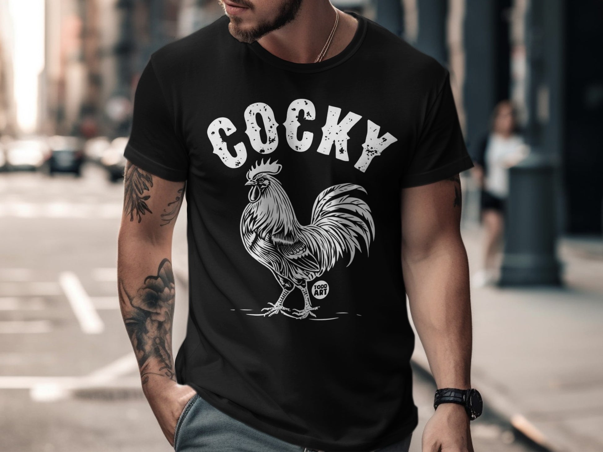 Cocky Rooster Graphic T-Shirt for Casual Streetwear