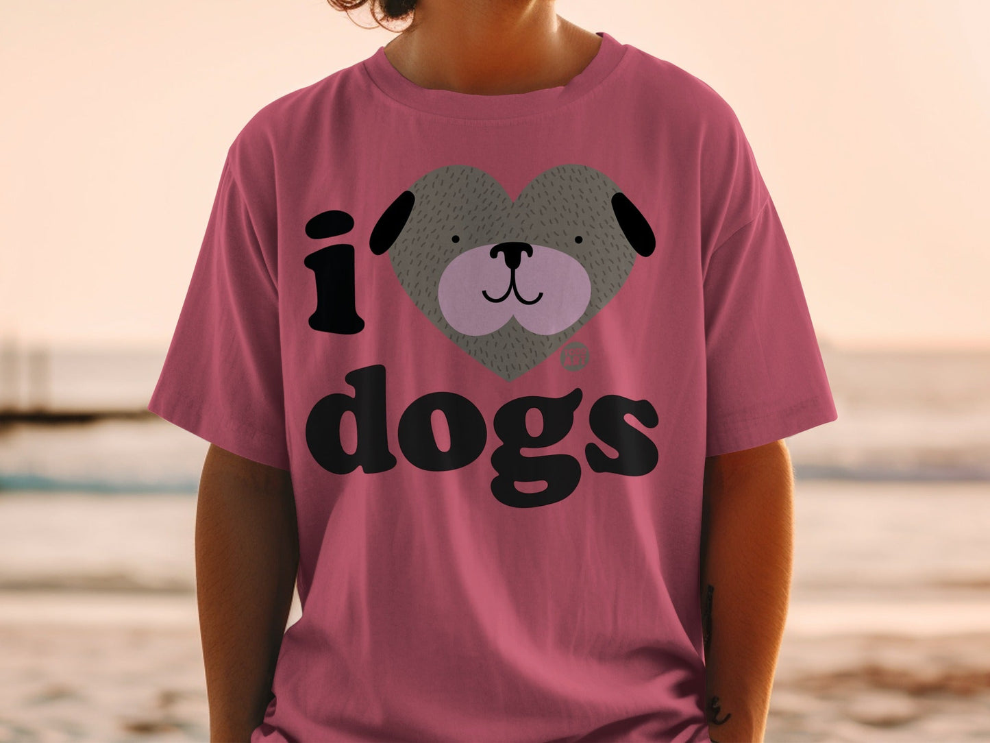 I Love Dogs Cute Heart and Dog Face Graphic T-Shirt