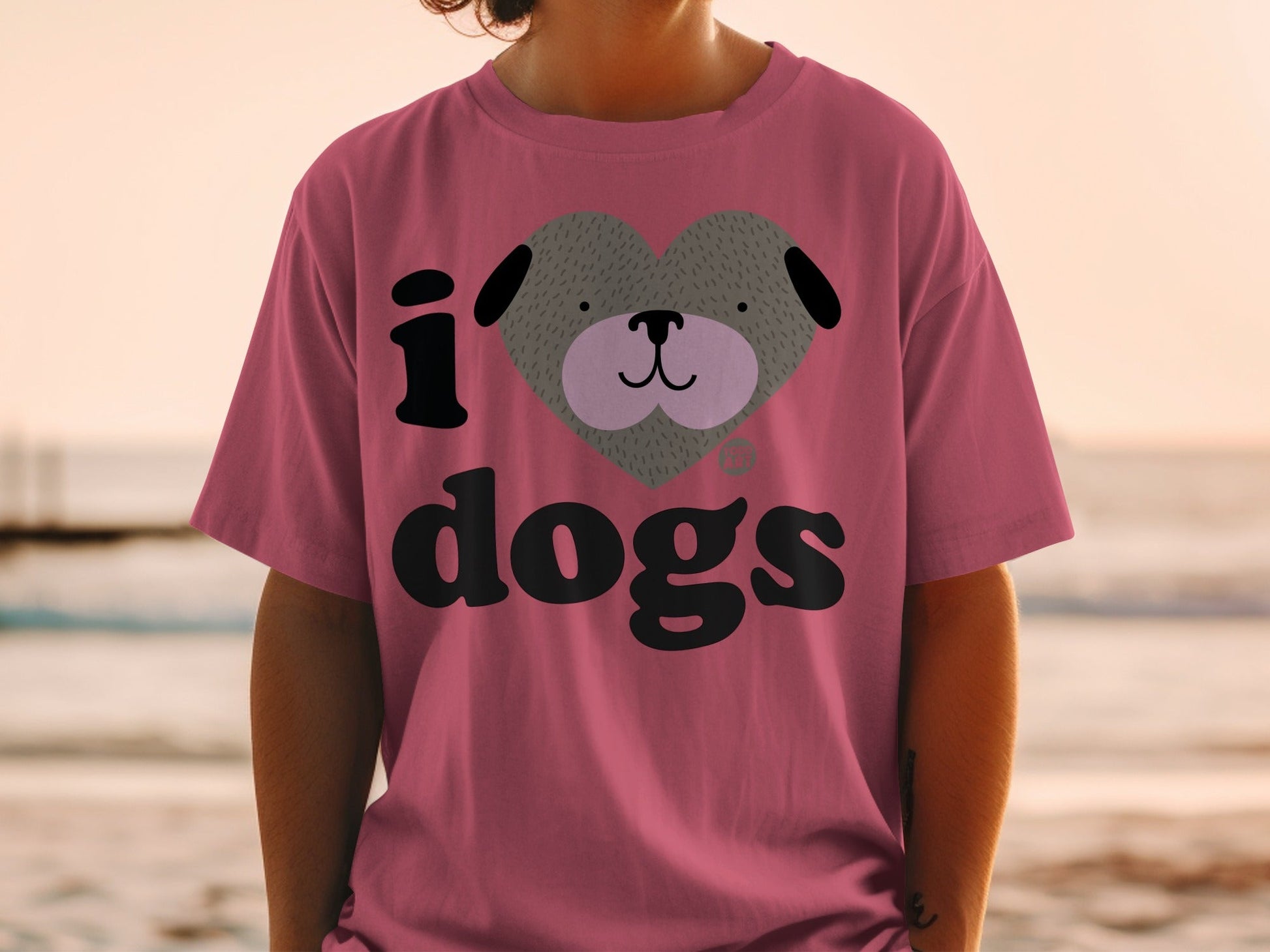 I Love Dogs Cute Heart and Dog Face Graphic T-Shirt