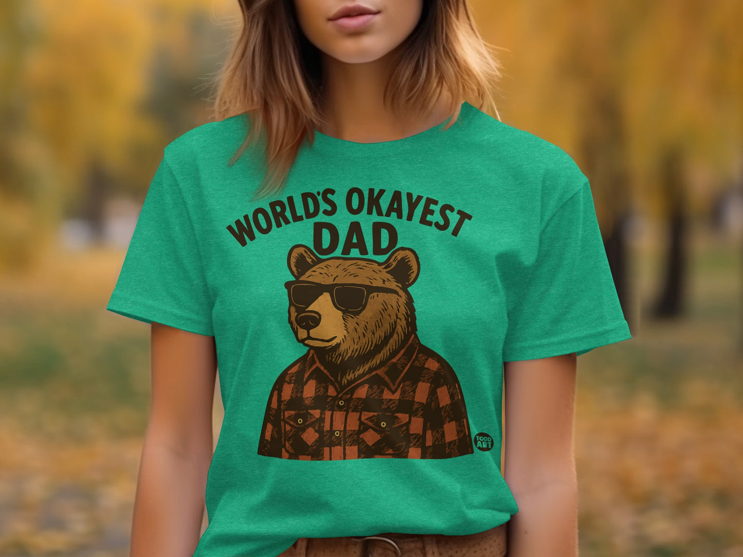 World's Okayest Dad With Bear and Sunglasses T-shirt