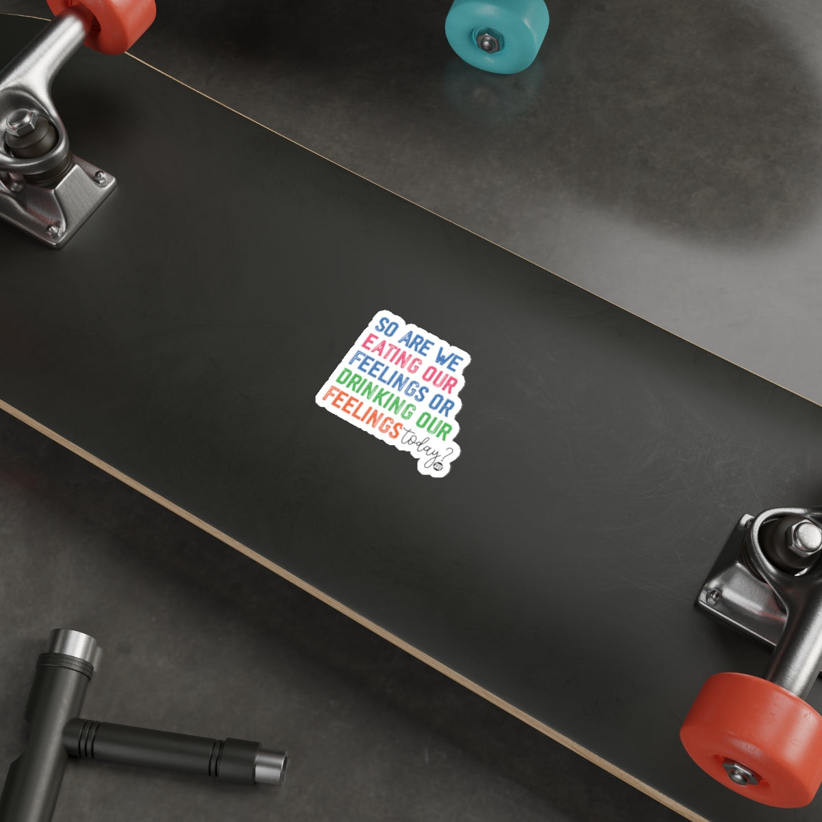 Skateboard with Humorous Eating Drinking Feelings Design