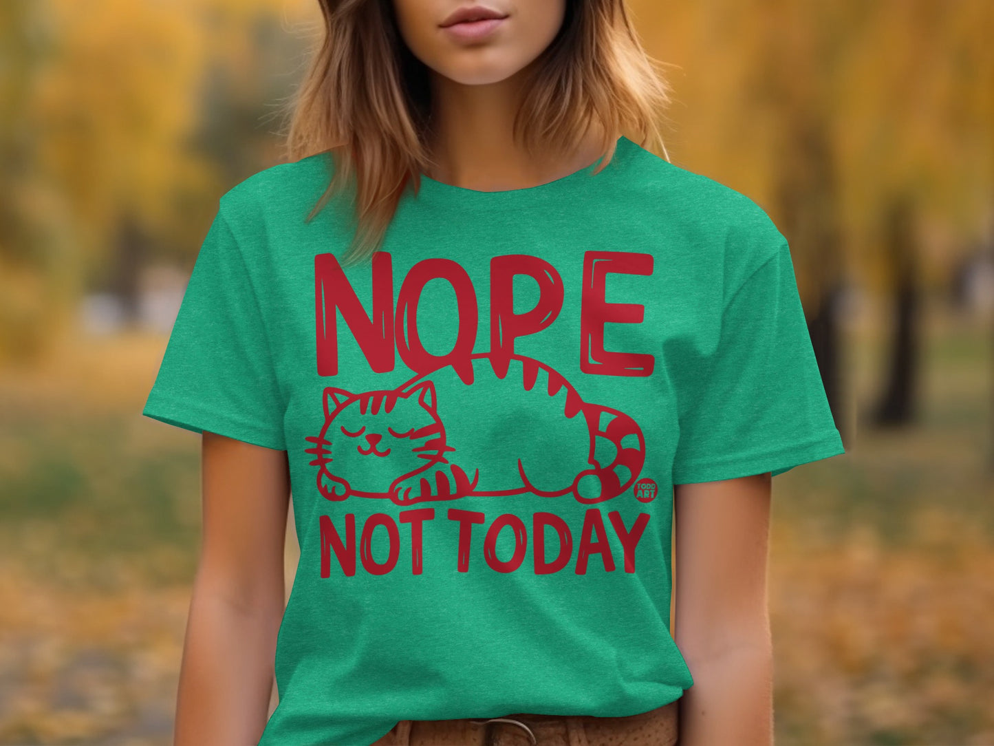 Nope Not Today Sleeping Cat Graphic T-Shirt