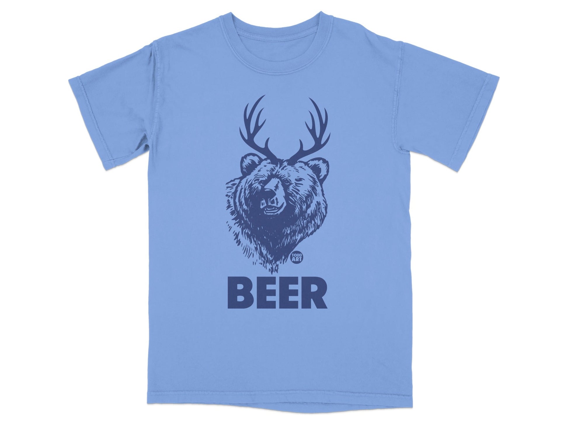 Funny Bear with Antlers Beer Graphic T-Shirt Design