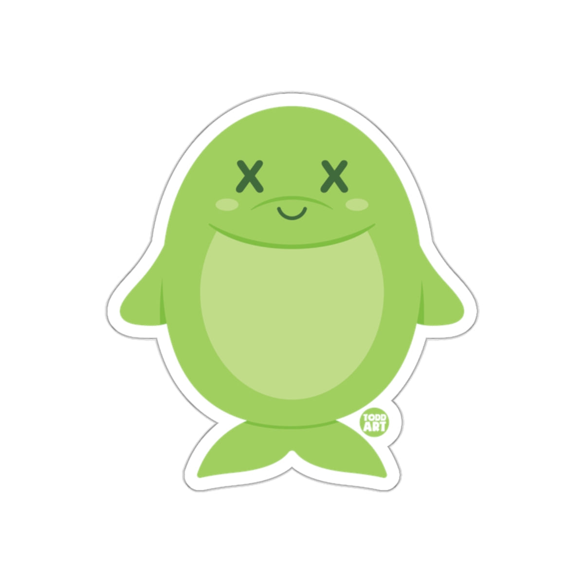 Cute Green Sea Creature with X Eyes Sticker