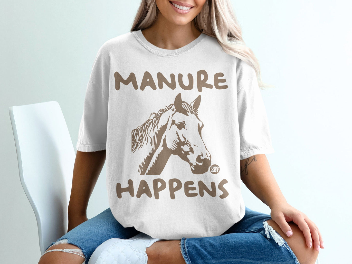 Manure Happens Horse Graphic Tee Casual Shirt