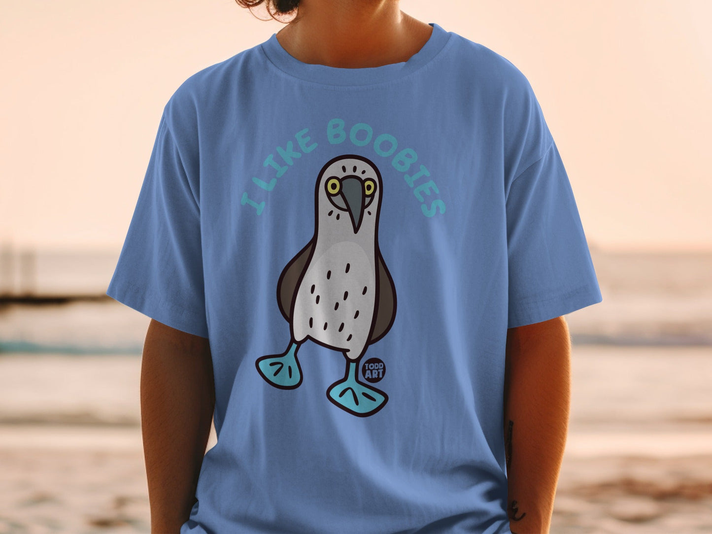 I Like Boobies Graphic Cartoon Bird Tee Shirt Product