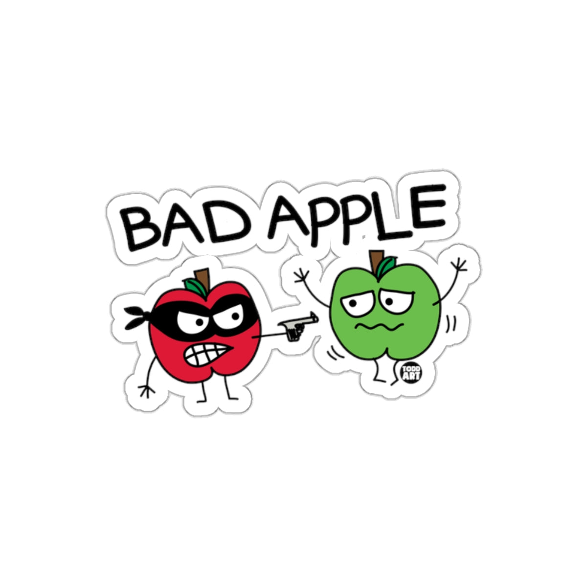 Bad Apple Funny Cartoon Sticker for Laptops and Water Bottles