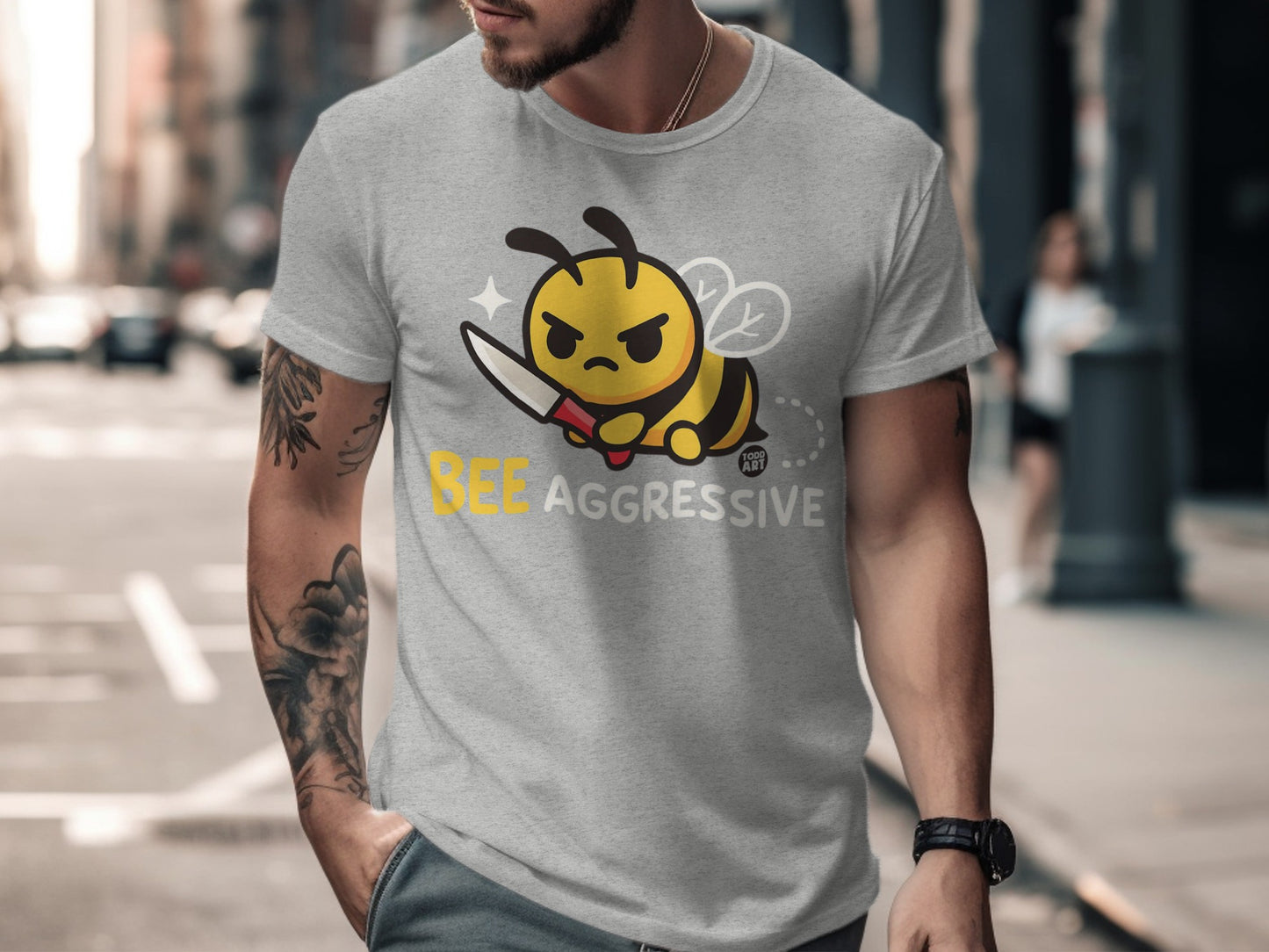 'Bee Aggressive' Funny Graphic Tee for Casual Wear
