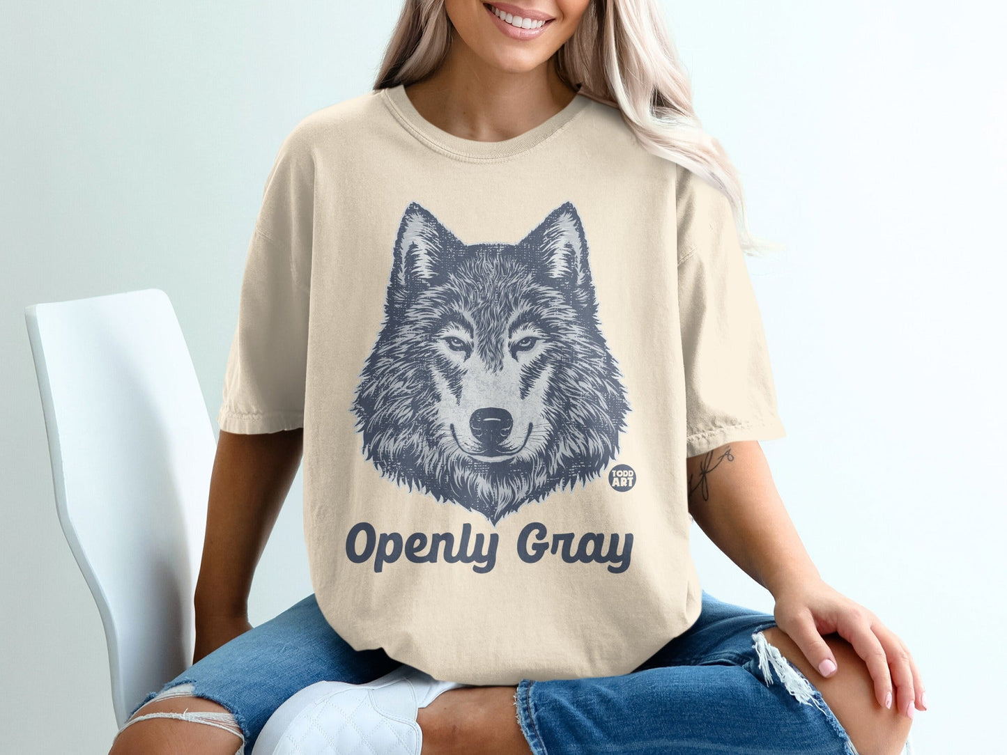 Openly Gray Wolf Graphic Tee Shirt Todd Art Design