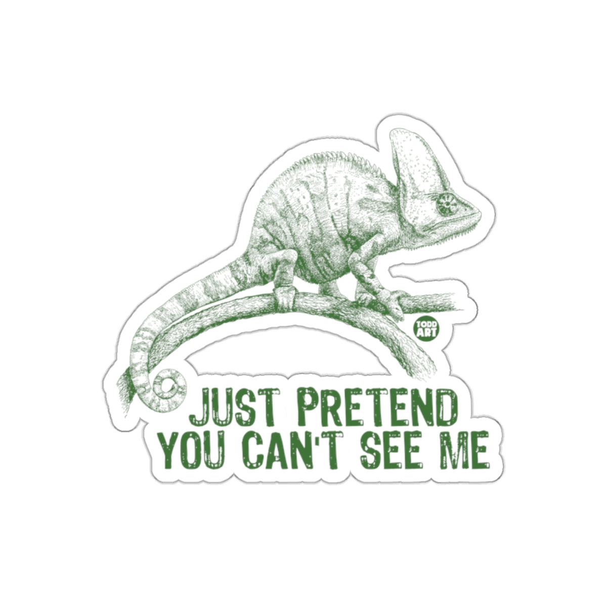 Just Pretend You Cannot See Chameleon Illustration sticker