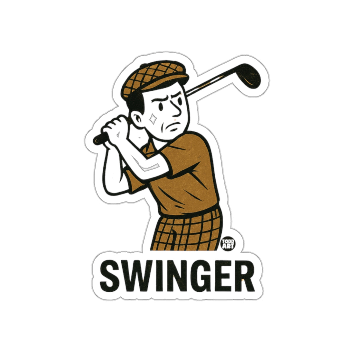 Cartoon Golfer with Golf Club Artwork Swinger sticker