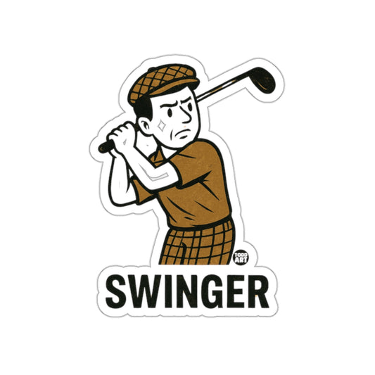 Cartoon Golfer with Golf Club Artwork Swinger sticker