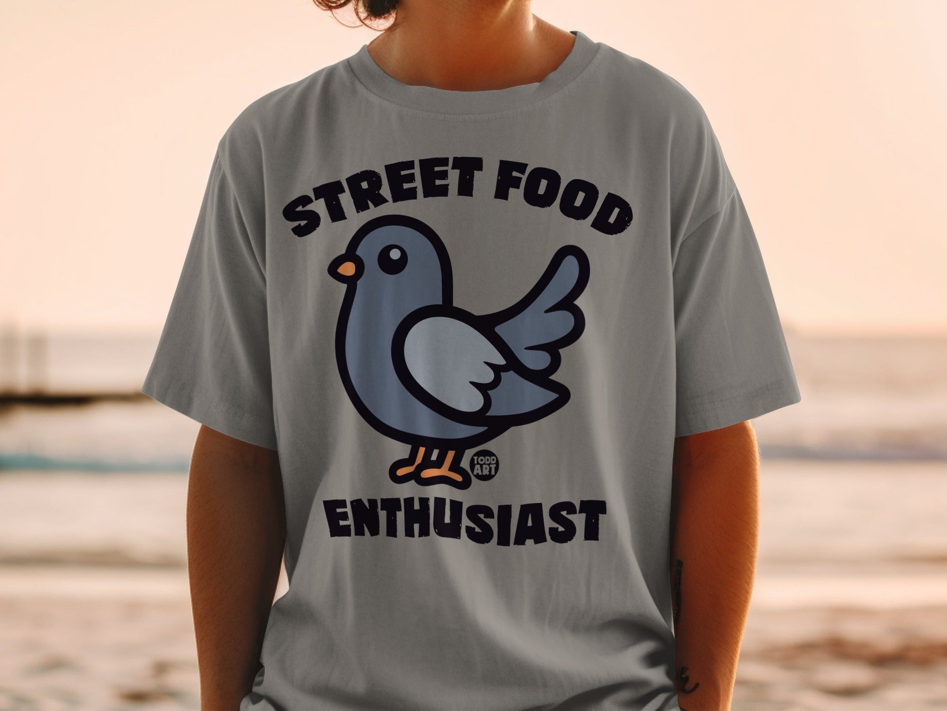 Street Food Enthusiast Pigeon Graphic T-Shirt