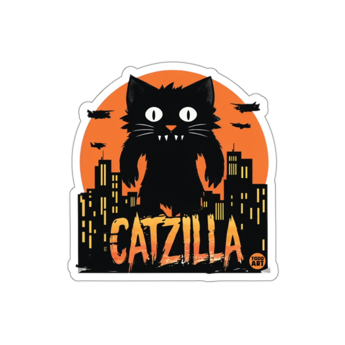 Catzilla Rising Above Cityscape Monster Inspired sticker