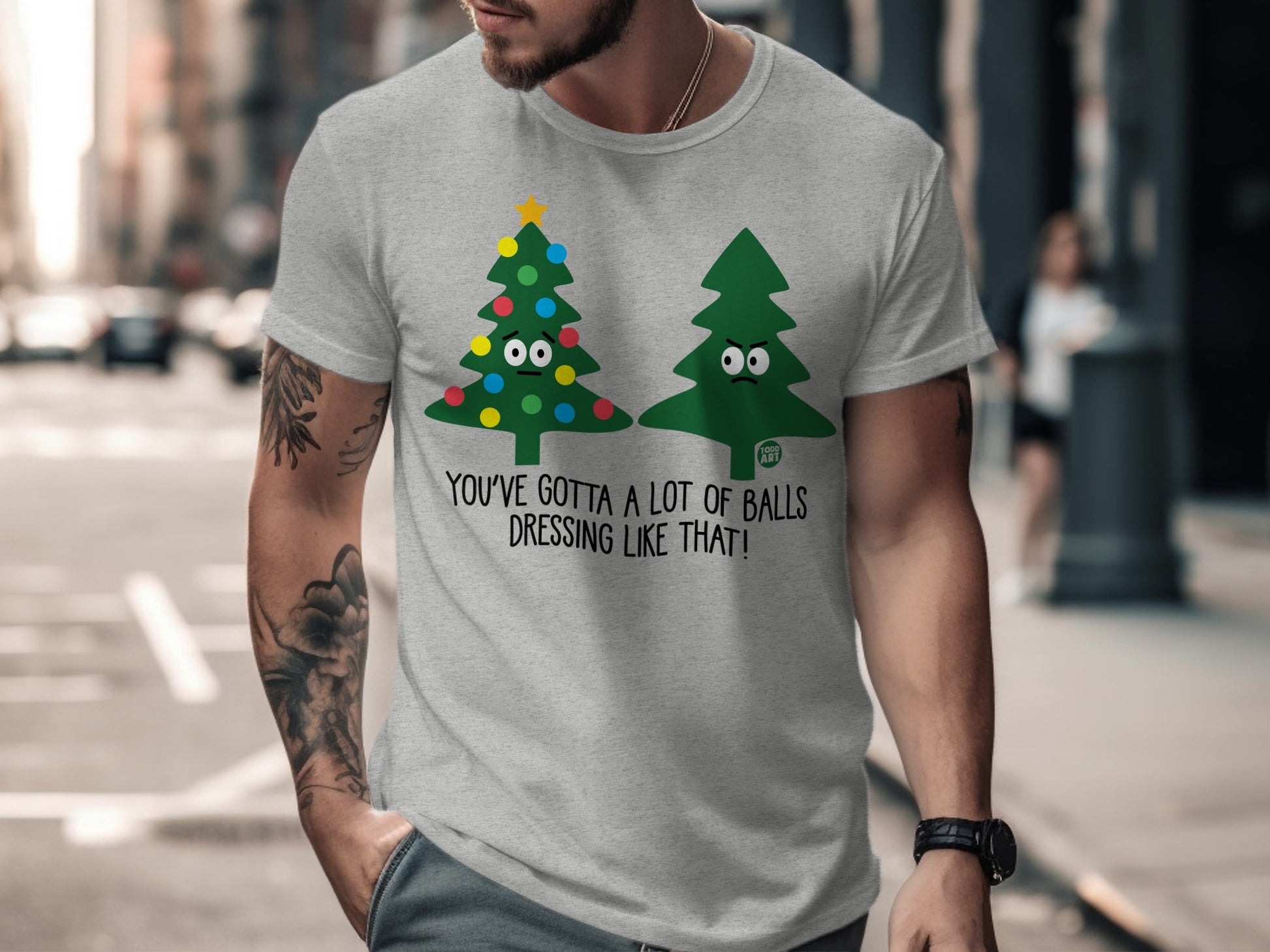 Funny Christmas Tree Balls Holiday T-shirt