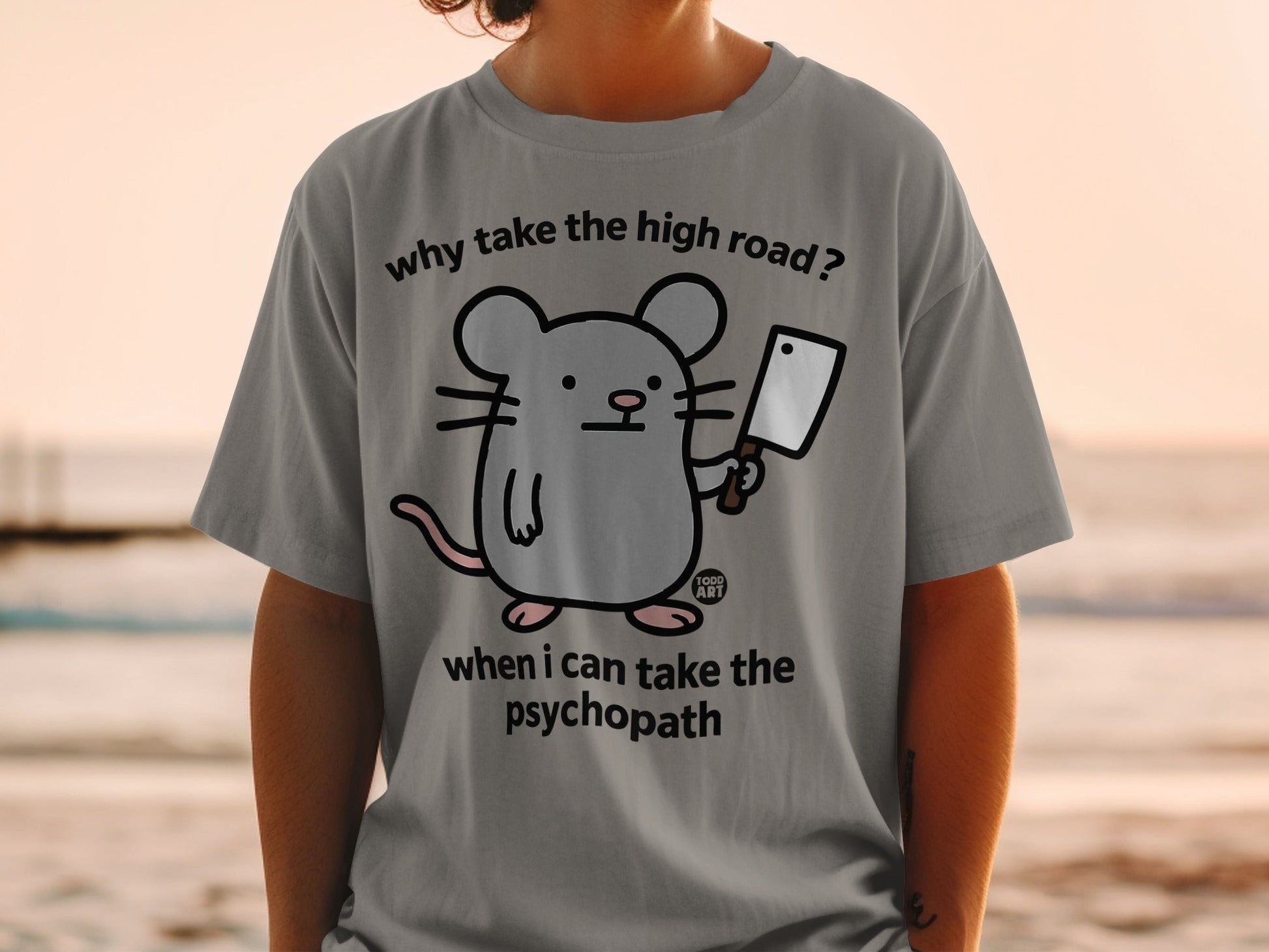 Why Take the High Road Cartoon Mouse T-Shirt