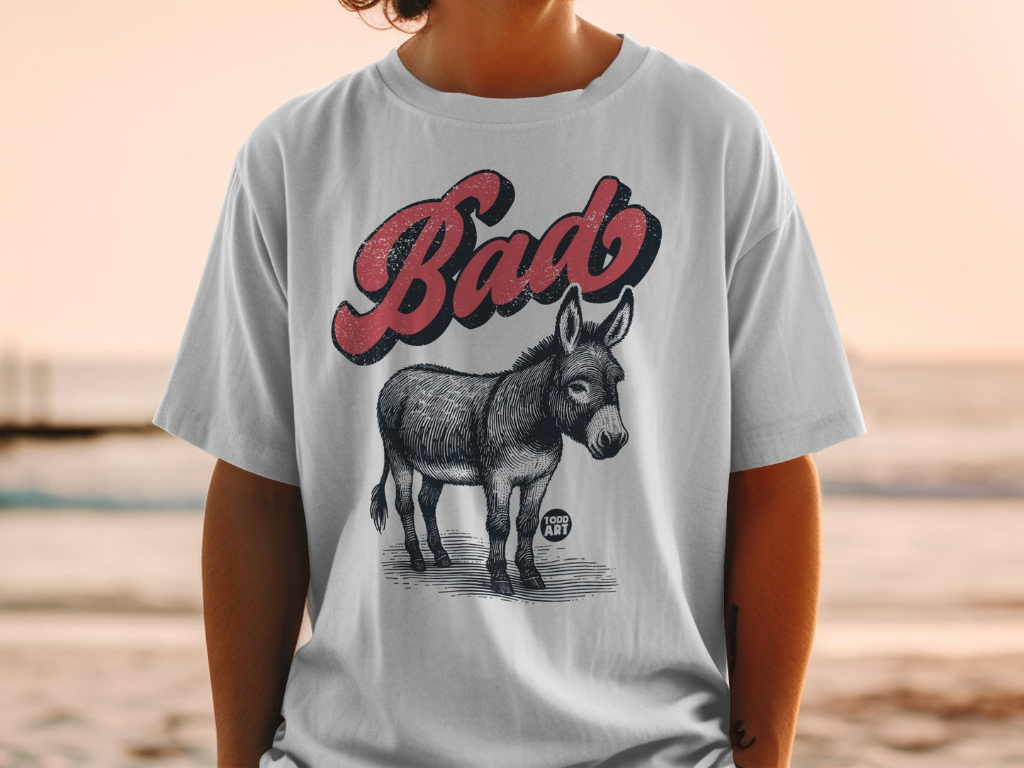 Bad Donkey Graphic Tee with Retro Script Design