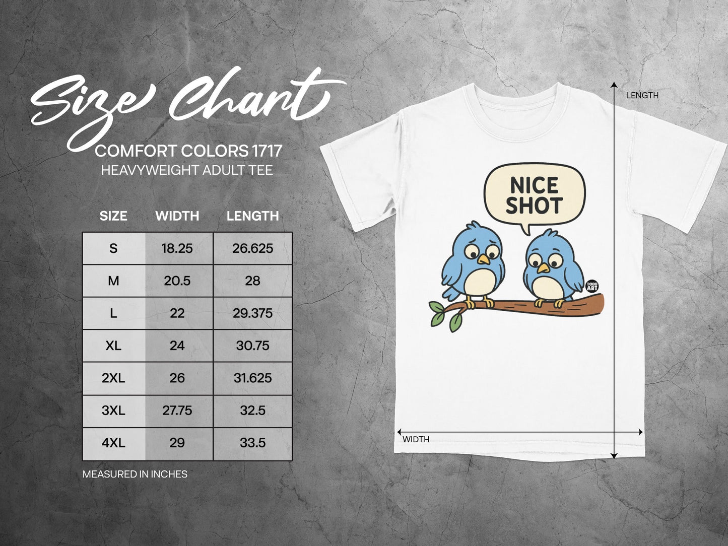 Nice Shot Bird Cartoon Graphic Heavyweight Adult Tee