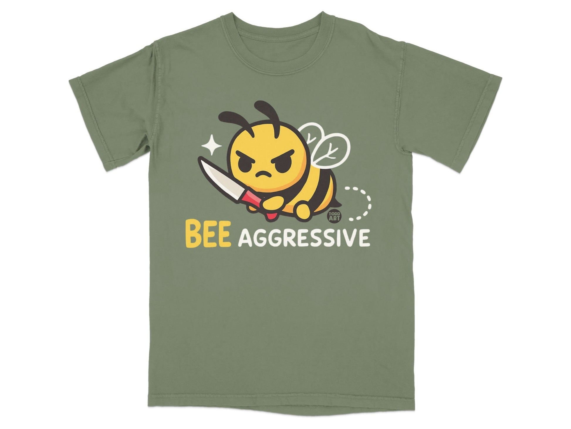 Bee Aggressive Graphic Cartoon Bee T-Shirt for Adults