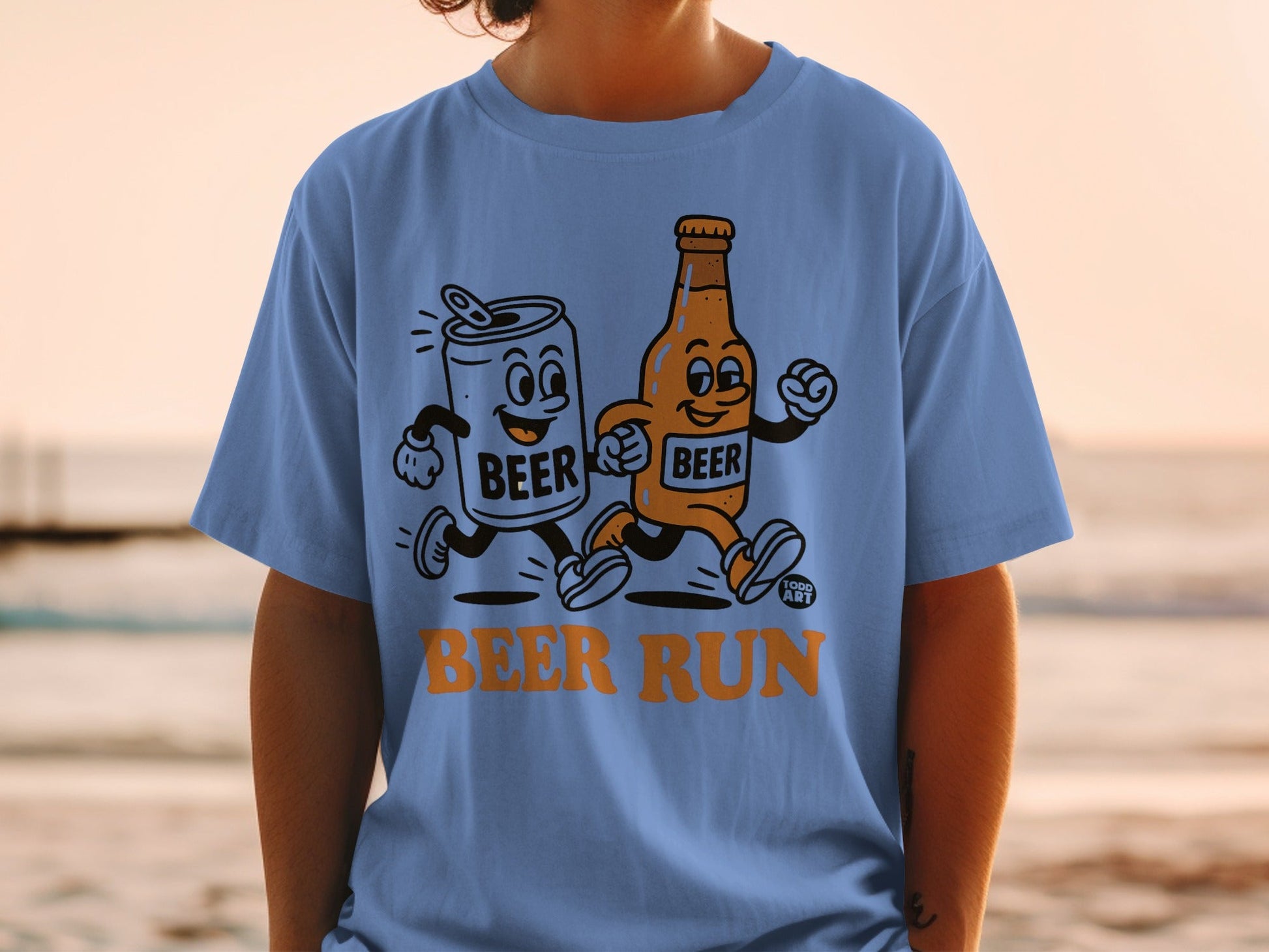 Beer Run Cartoon Character Design T-Shirt