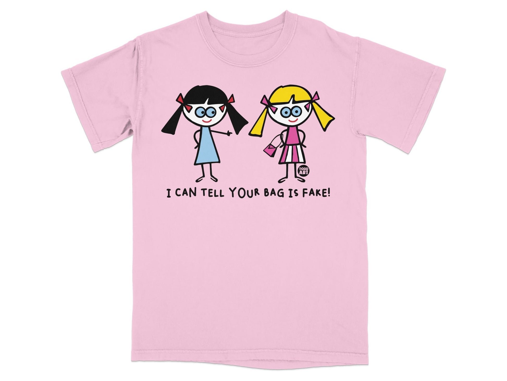 Funny Cartoon Characters Pink T-Shirt Fake Bag