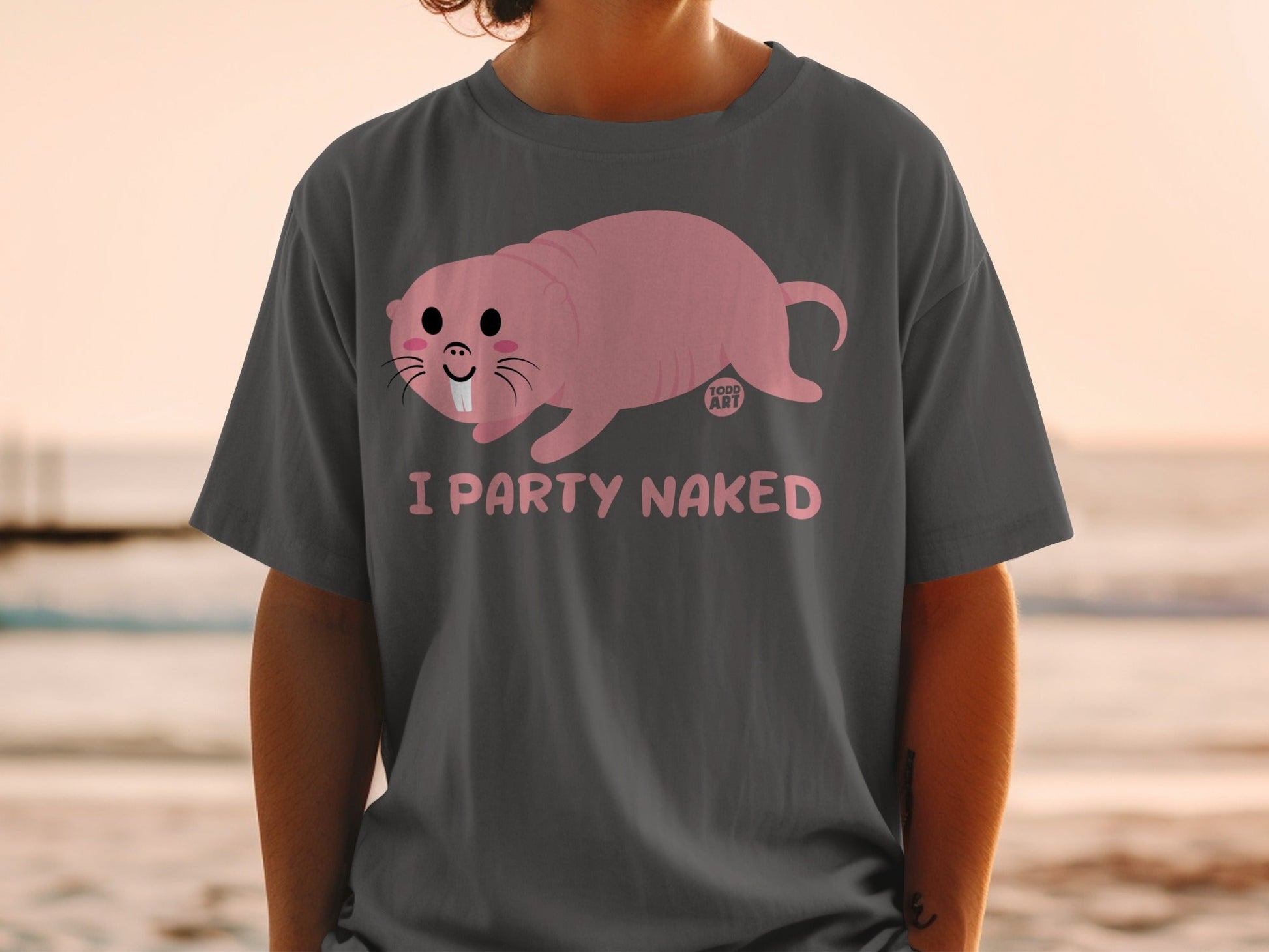 I Party Naked Funny Animal Graphic Tee Casual Shirt