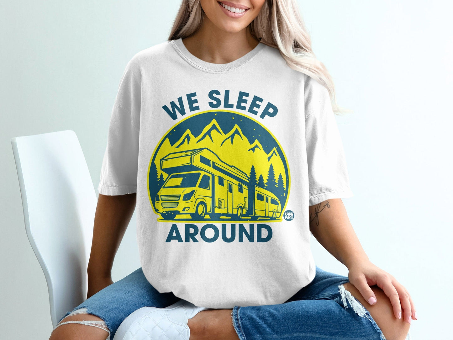 We Sleep Around RV Camping Graphic T-Shirt