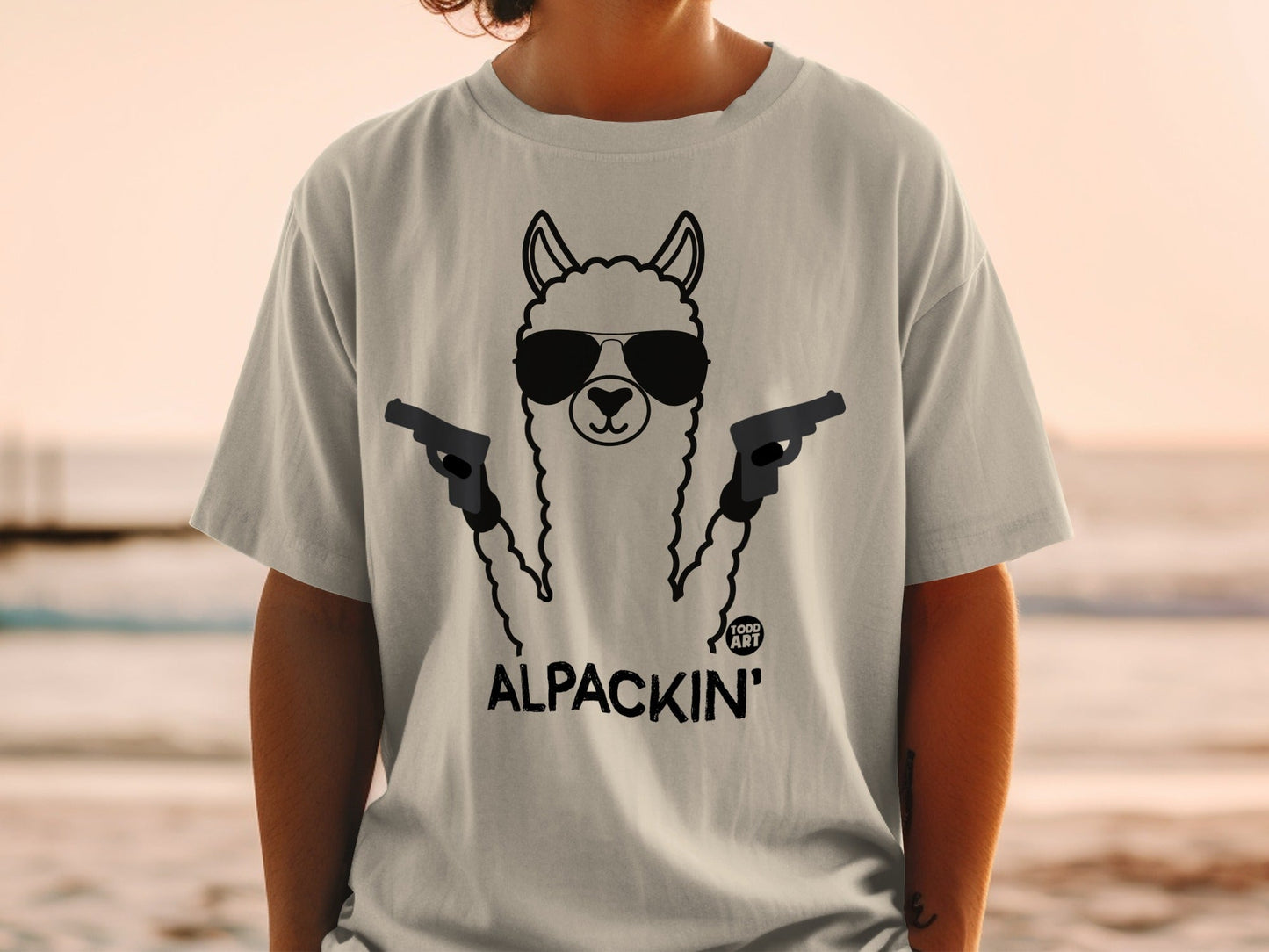 Cool Llama with Sunglasses Alpackin' T-Shirt