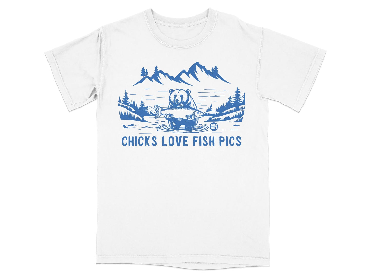 Chicks Love Fish Pics Funny Graphic T-Shirt Product