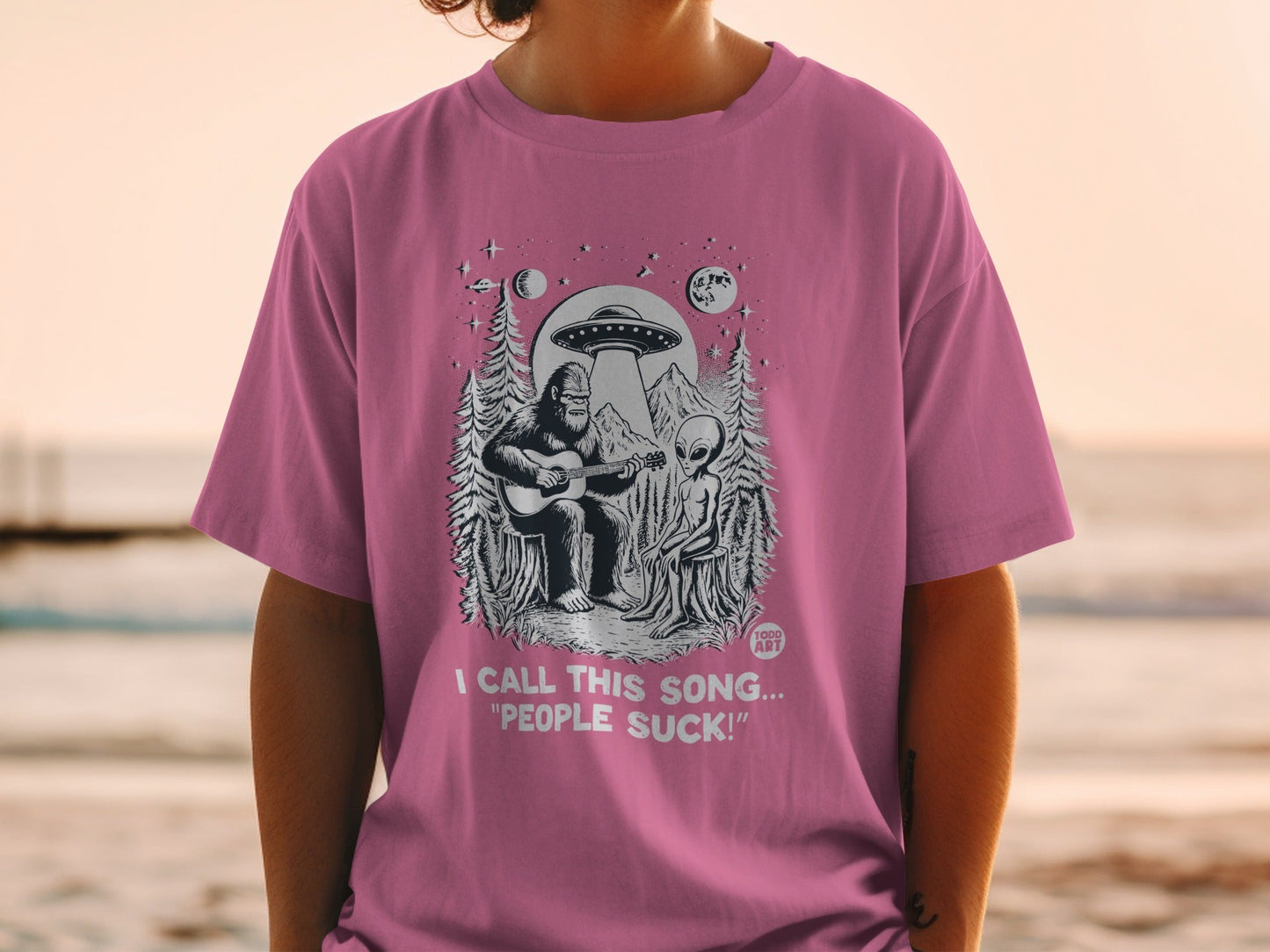 I Call This Song People Suck Bigfoot Alien Graphic Shirt