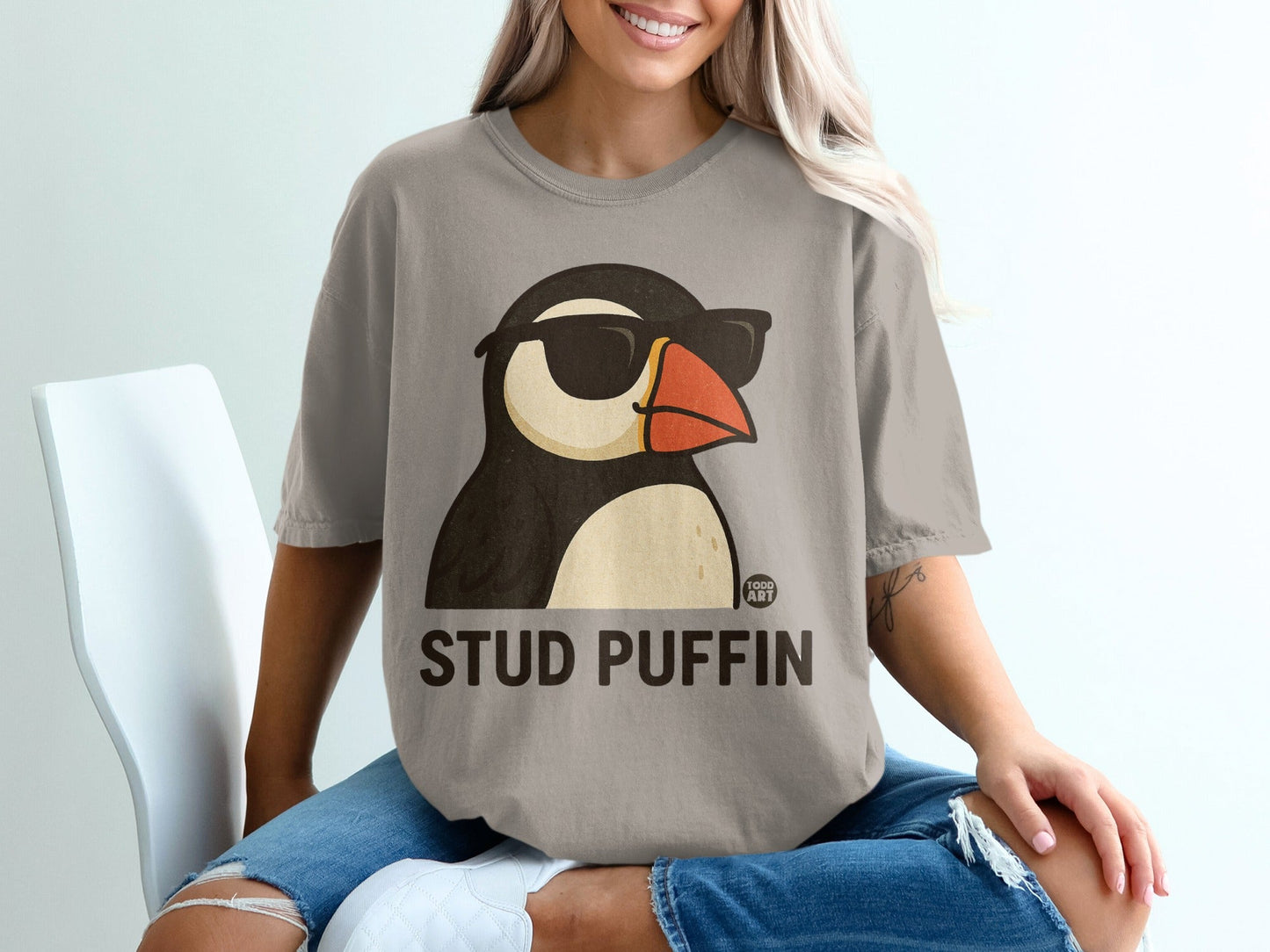 Stud Puffin Graphic Tee Fun Humorous T-Shirt Design