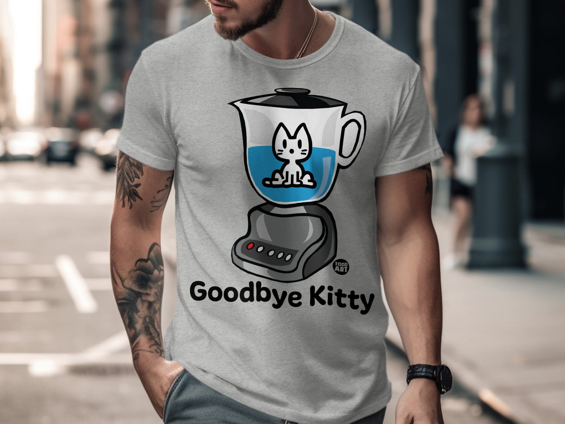 Goodbye Kitty Blender Funny Graphic T-Shirt
