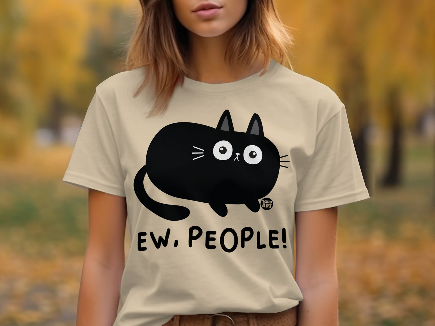 Ew People Black Cat Graphic Funny T-Shirt
