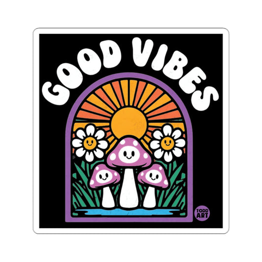 Good Vibes Sun Flowers Mushrooms Happy Faces Sticker 