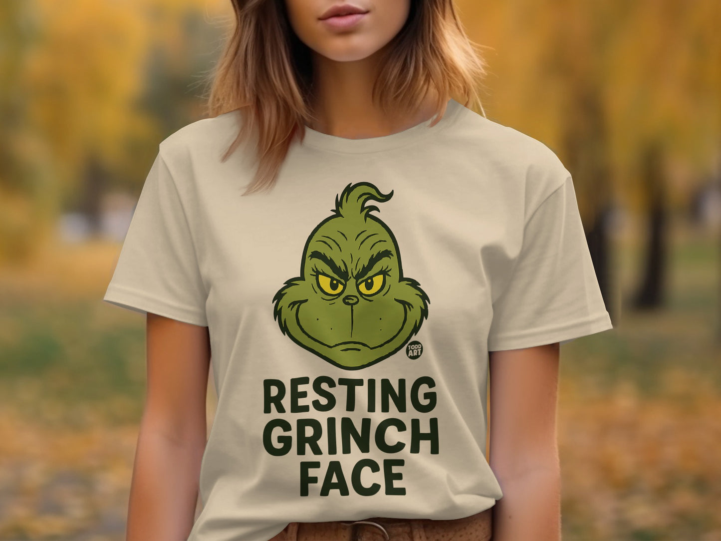 Resting Grinch Face Statement T-shirt for Holiday Fun